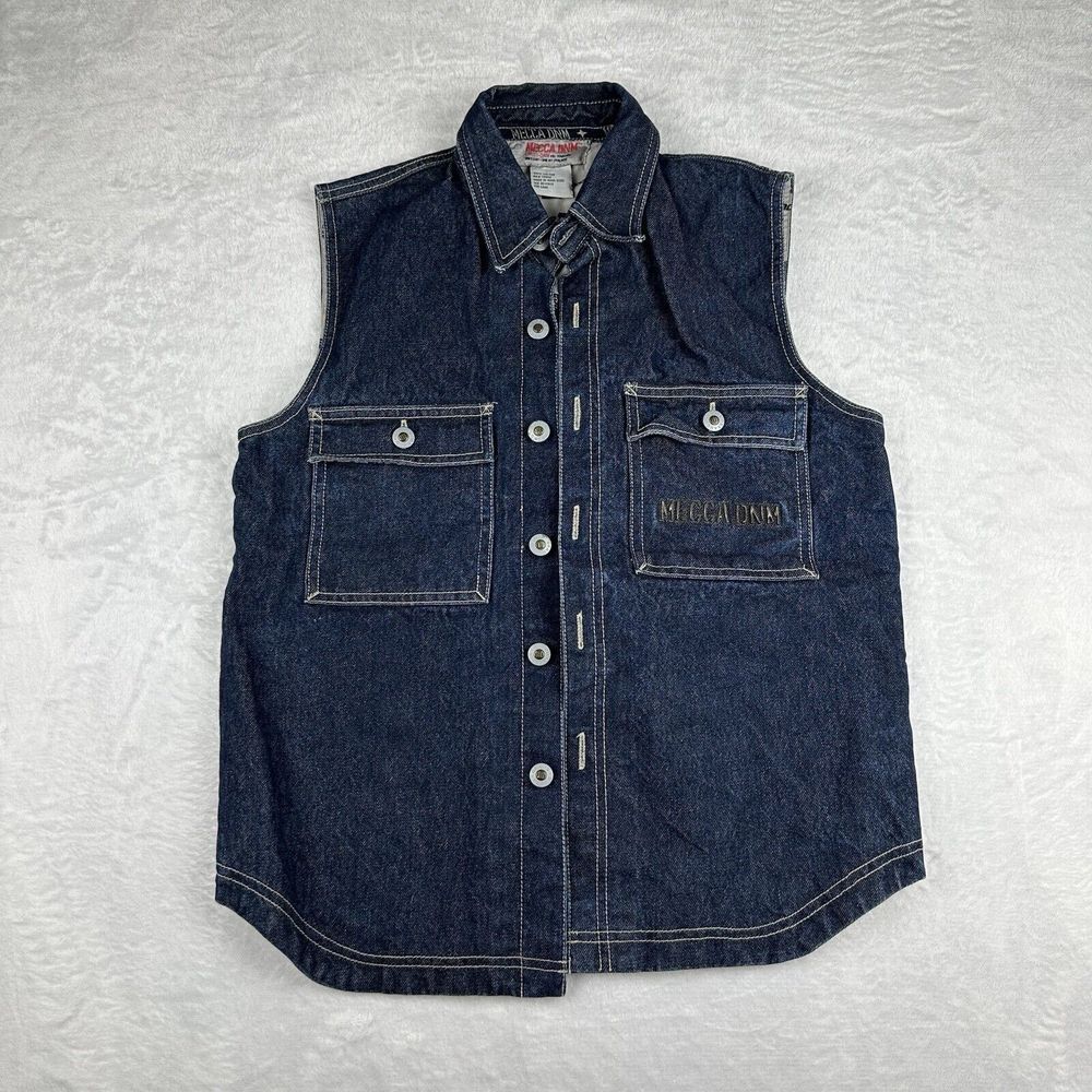 Vintage Mecca DNM Mens Dark Wash Denim Vest Sleeveless Button Up Streetwear M